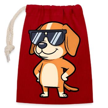 Sonnenbrillen Hund Pose - Verschließbarer Geschenkbeutel aus Baumwolle (14x20cm) - Rot - Vorne