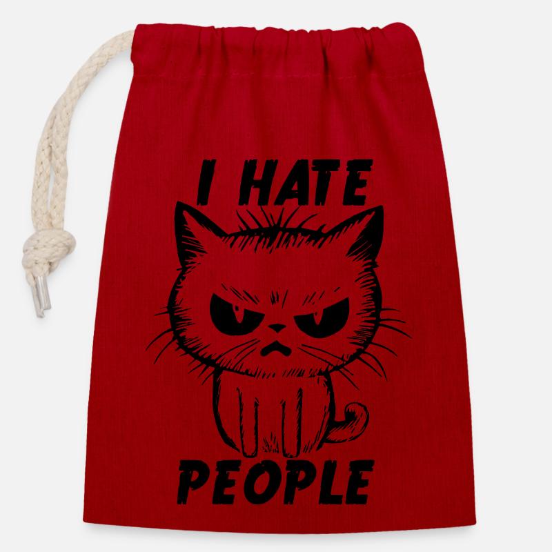 I hate people Shirt - Verschließbarer Geschenkbeutel aus Baumwolle (14x20cm) - Rot