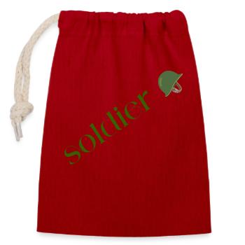 Logo soldier - Closable cotton gift bag (14x20cm) - red - Front