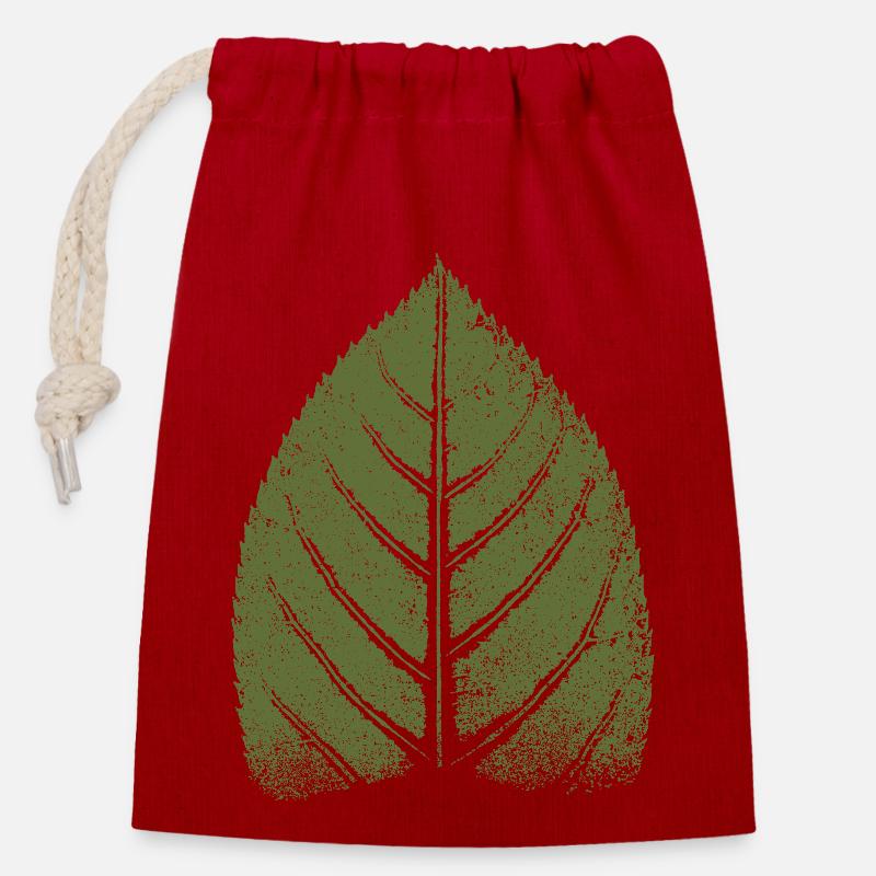 Blatt Buche / Buchenblatt - Natur & Wald BOTANISCH - Verschließbarer Geschenkbeutel aus Baumwolle (14x20cm) - Rot