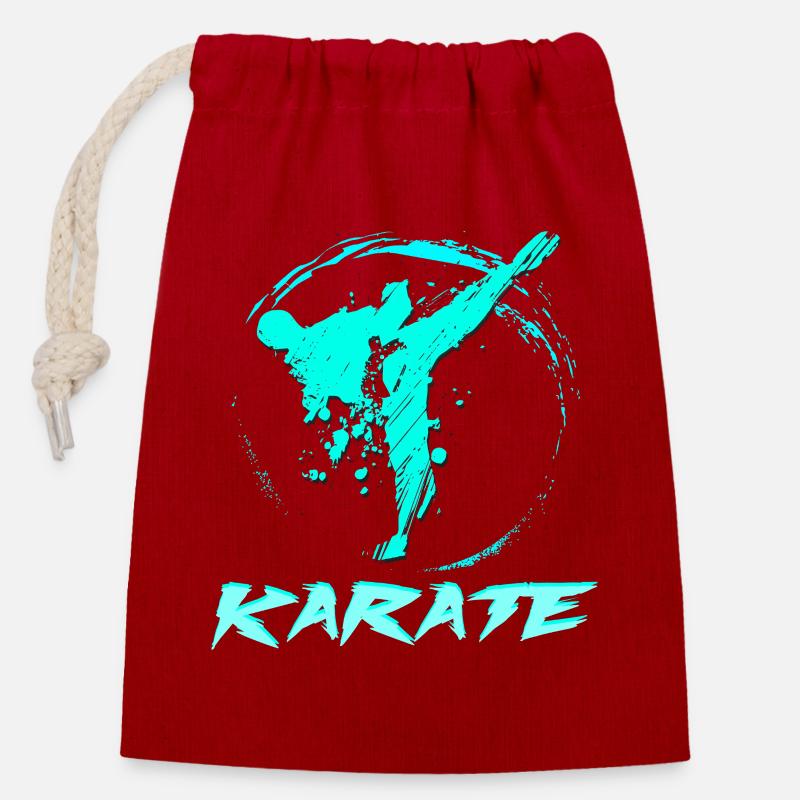 Karate - Verschließbarer Geschenkbeutel aus Baumwolle (14x20cm) - Rot