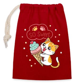 Chat gourmand avec glace pastel - Closable cotton gift bag (14x20cm) - red - Front
