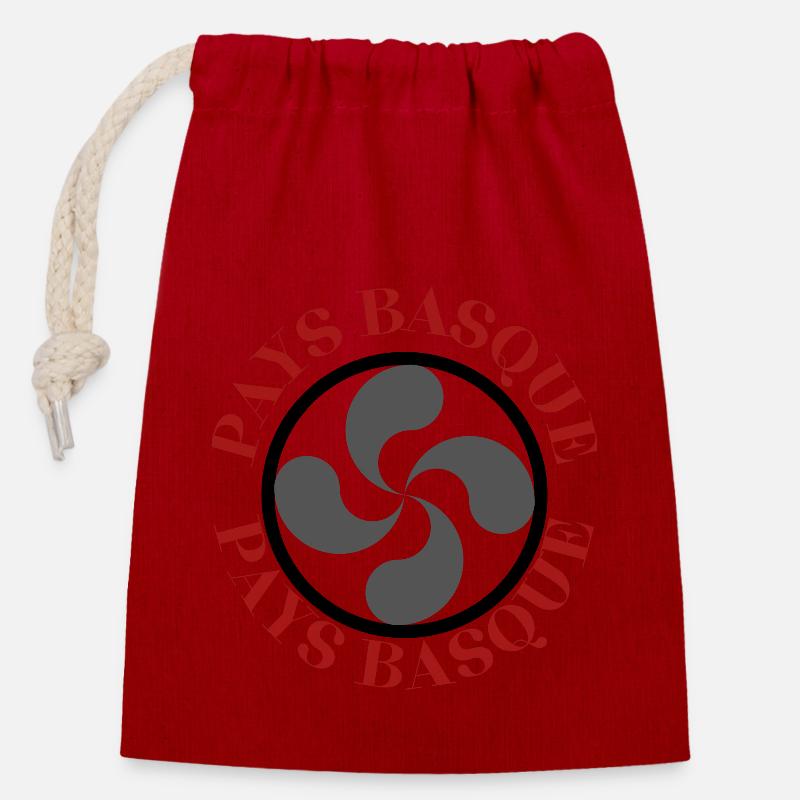PAYS BASQUE - Sac cadeau en coton avec cordon (14 x 20 cm) - rouge