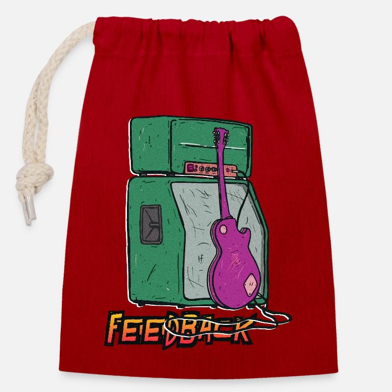 Sound Feedback Graphic - Closable cotton gift bag (14x20cm) - red