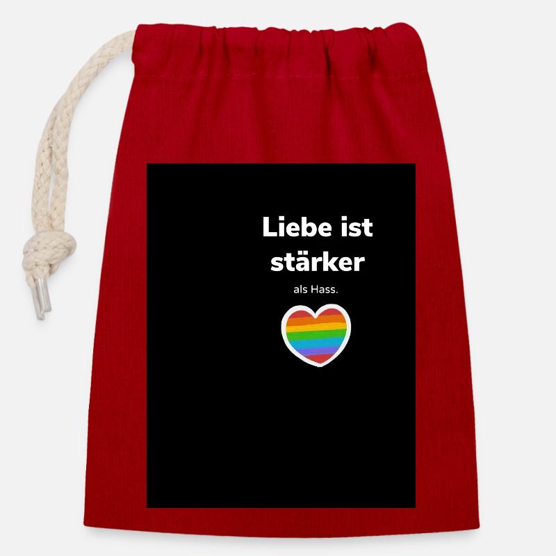 Design ohne Titel 7 - Verschließbarer Geschenkbeutel aus Baumwolle (14x20cm) - Rot