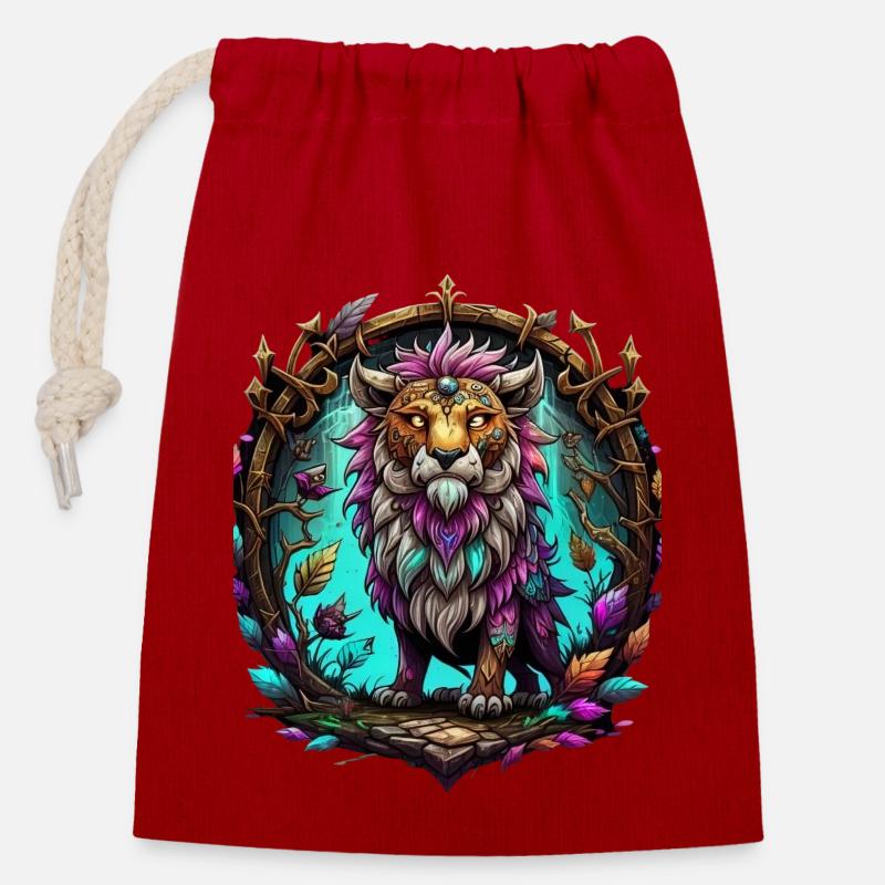 Monstre graffiti - Sac cadeau en coton avec cordon (14 x 20 cm) - rouge