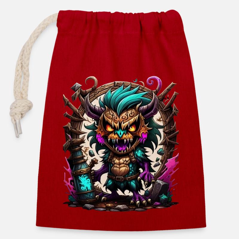 Graffiti Monster - Closable cotton gift bag (14x20cm) - red