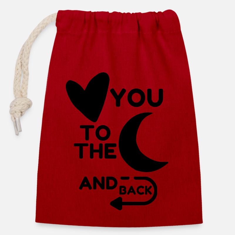 Amour, Saint-Valentin, Relation, Romantique - Sac cadeau en coton avec cordon (14 x 20 cm) - rouge