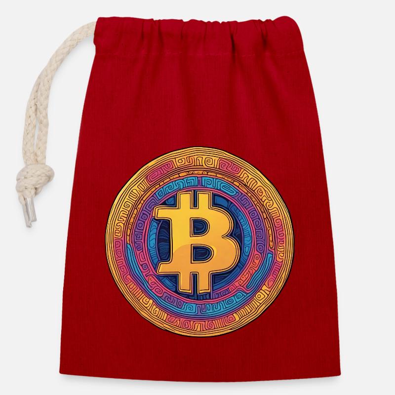 Bitcoin Logo - Verschließbarer Geschenkbeutel aus Baumwolle (14x20cm) - Rot