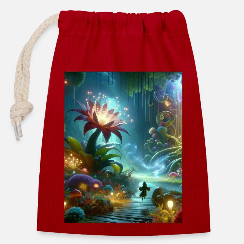 LuminaBloom - Closable cotton gift bag (14x20cm) - red