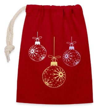 Weihnachtskugeln Christmas - Verschließbarer Geschenkbeutel aus Baumwolle (14x20cm) - Rot - Vorne