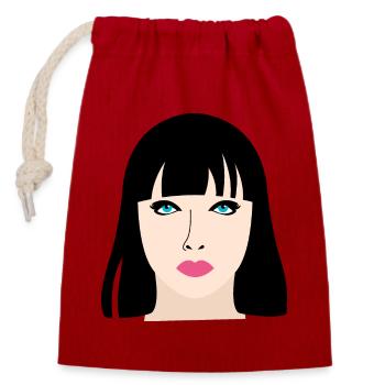Cadeau de poupée manga - Sac cadeau en coton avec cordon (14 x 20 cm) - rouge - Devant