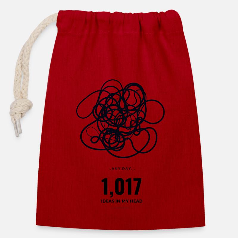 IDÉES - Sac cadeau en coton avec cordon (14 x 20 cm) - rouge