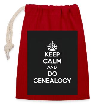 Keep calm and do genealogy - Closable cotton gift bag (14x20cm) - red - Front