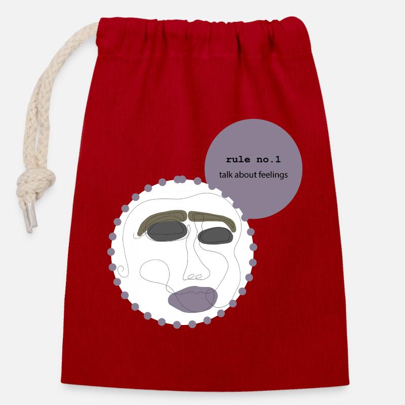 Parler de sentiments 2 - Sac cadeau en coton avec cordon (14 x 20 cm) - rouge