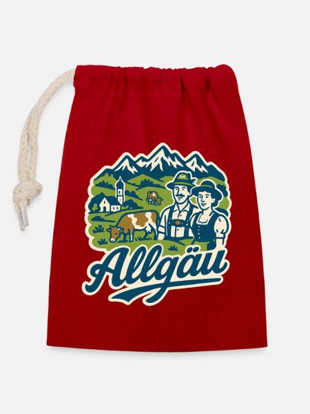 Allgäu Alpen Landschaft - Verschließbarer Geschenkbeutel aus Baumwolle (14x20cm) - Rot