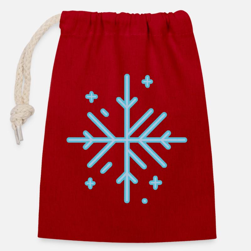 SNOWFLAKE - Closable cotton gift bag (14x20cm) - red
