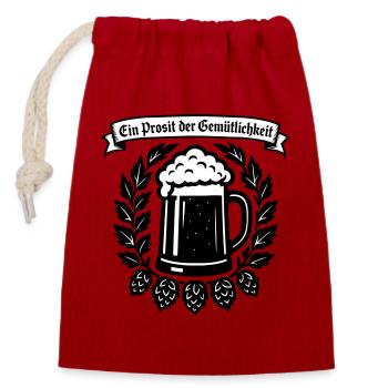 Ein Prosit der Gemütlichkeit - Verschließbarer Geschenkbeutel aus Baumwolle (14x20cm) - Rot - Vorne