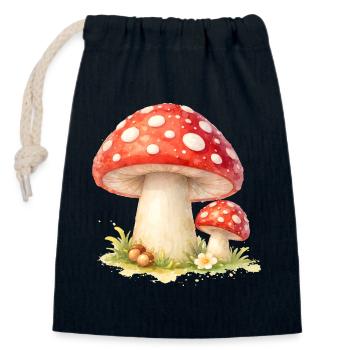 Toadstool Illustration Red Mushroom Nature Motif - Closable cotton gift bag (14x20cm) - navy - Front