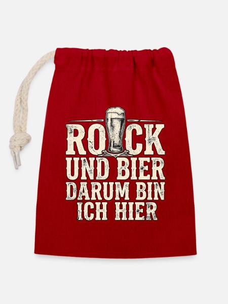 Rocker Und Bier - Verschließbarer Geschenkbeutel aus Baumwolle (14x20cm) - Rot
