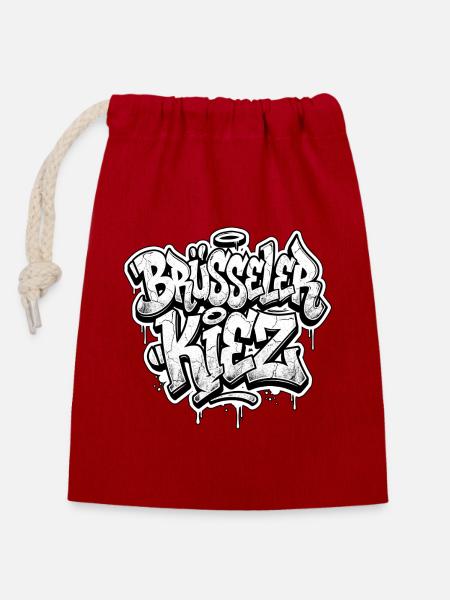 Brüsseler Kiez Berlin Graffiti - Verschließbarer Geschenkbeutel aus Baumwolle (14x20cm) - Rot