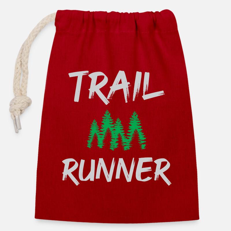 Trail Runner - Sac cadeau en coton avec cordon (14 x 20 cm) - rouge