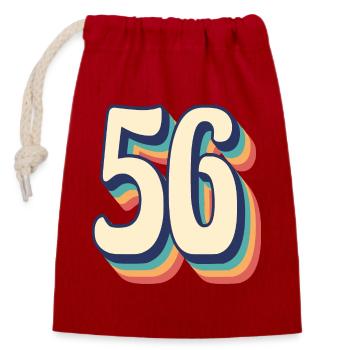 Vintage Retro T-Shirt Nummer 56 Fifty Six - Verschließbarer Geschenkbeutel aus Baumwolle (14x20cm) - Rot - Vorne