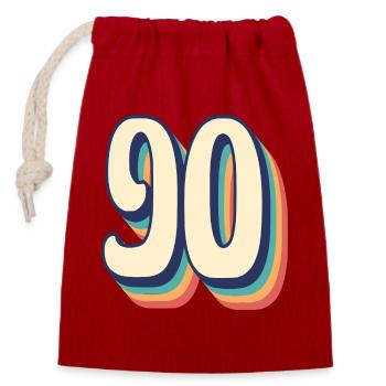 T-Shirt rétro Vintage numéro 90 quatre-vingt-dix - Sac cadeau en coton avec cordon (14 x 20 cm) - rouge - Devant