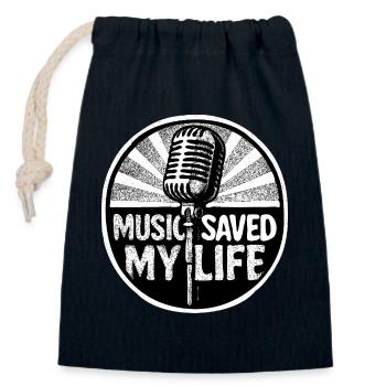 Music Saved My Life Retro Tri-blend T-Shirt - Closable cotton gift bag (14x20cm) - navy - Front