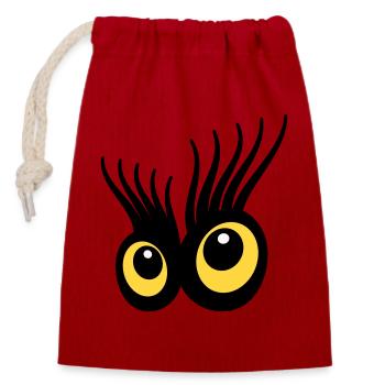 Eyes - Closable cotton gift bag (14x20cm) - red - Front