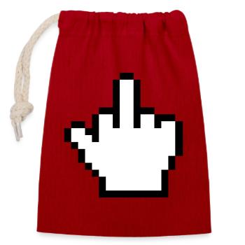 Maushand Mittelfinger Mauszeiger - Verschließbarer Geschenkbeutel aus Baumwolle (14x20cm) - Rot - Vorne