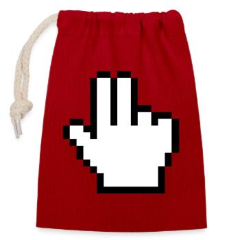 Maushand 2 Finger - Verschließbarer Geschenkbeutel aus Baumwolle (14x20cm) - Rot - Vorne