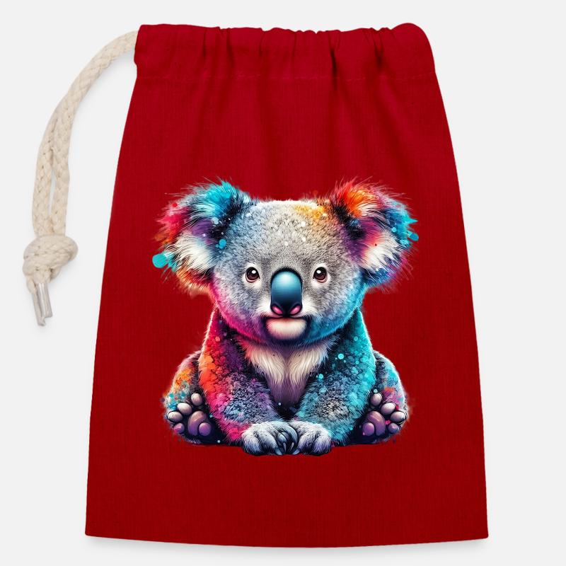 Koala - Verschließbarer Geschenkbeutel aus Baumwolle (14x20cm) - Rot
