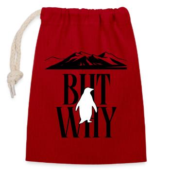 But Why Penguin Meme Minimalist Art - Closable cotton gift bag (14x20cm) - red - Front