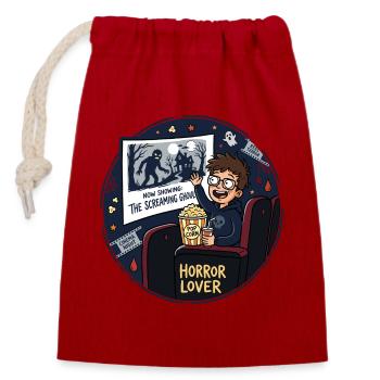 Horror Lover Kino Nacht Design - Verschließbarer Geschenkbeutel aus Baumwolle (14x20cm) - Rot - Vorne