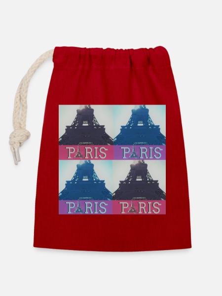 paris eiffel - Verschließbarer Geschenkbeutel aus Baumwolle (14x20cm) - Rot