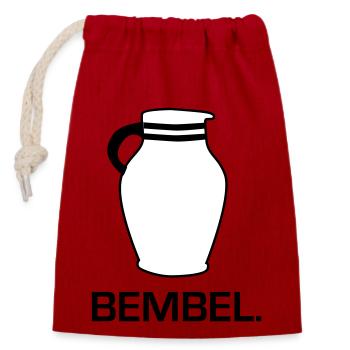 Bembel - Frankfurter Apfelwein Bembel #Bembel #FFM - Verschließbarer Geschenkbeutel aus Baumwolle (14x20cm) - Rot - Vorne
