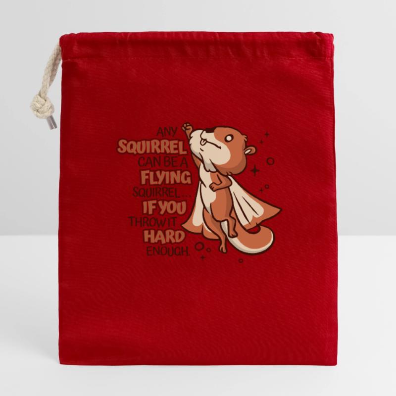 Any Squirrel Can Be A Flying Squirrel Squirrel Closable cotton gift bag (14x20cm)