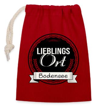 Lieblingsort Bodensee - Verschließbarer Geschenkbeutel aus Baumwolle (14x20cm) - Rot - Vorne