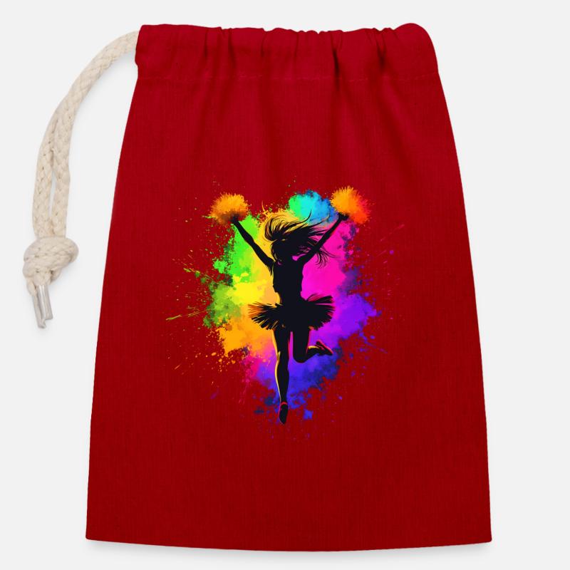 Bunter Cheerleader Cheerleading - Verschließbarer Geschenkbeutel aus Baumwolle (14x20cm) - Rot