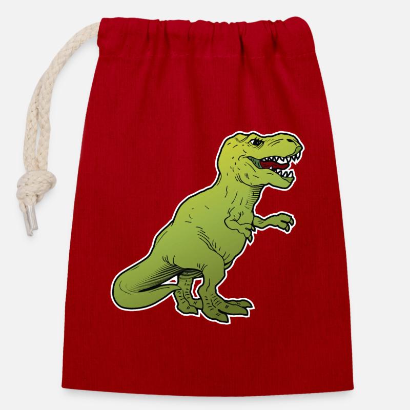 Dinosaurier / großes Tier / Tier - Verschließbarer Geschenkbeutel aus Baumwolle (14x20cm) - Rot