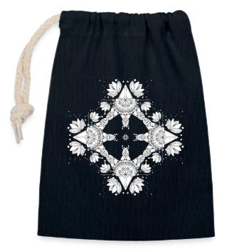 Water lily mandala - Closable cotton gift bag (14x20cm) - navy - Front
