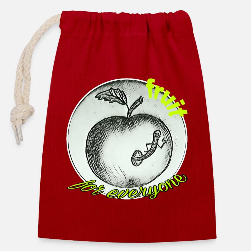 Fruits - Sac cadeau en coton avec cordon (14 x 20 cm) - rouge