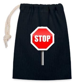 STOP - Closable cotton gift bag (14x20cm) - navy - Front
