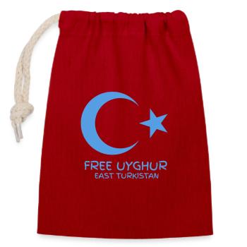 FREE UYGHUR - East Turkistan - Verschließbarer Geschenkbeutel aus Baumwolle (14x20cm) - Rot - Vorne