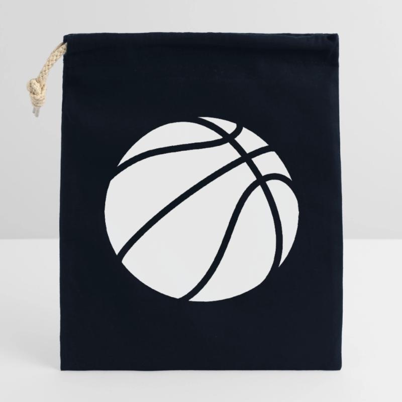 Logo de basket-ball blanc Sac cadeau en coton avec cordon (14 x 20 cm)