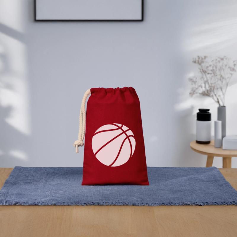 Logo de basket-ball blanc Sac cadeau en coton avec cordon (14 x 20 cm)