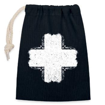 Schweiz / Suisse / Schweizerkreuz - Verschließbarer Geschenkbeutel aus Baumwolle (14x20cm) - Navy - Vorne