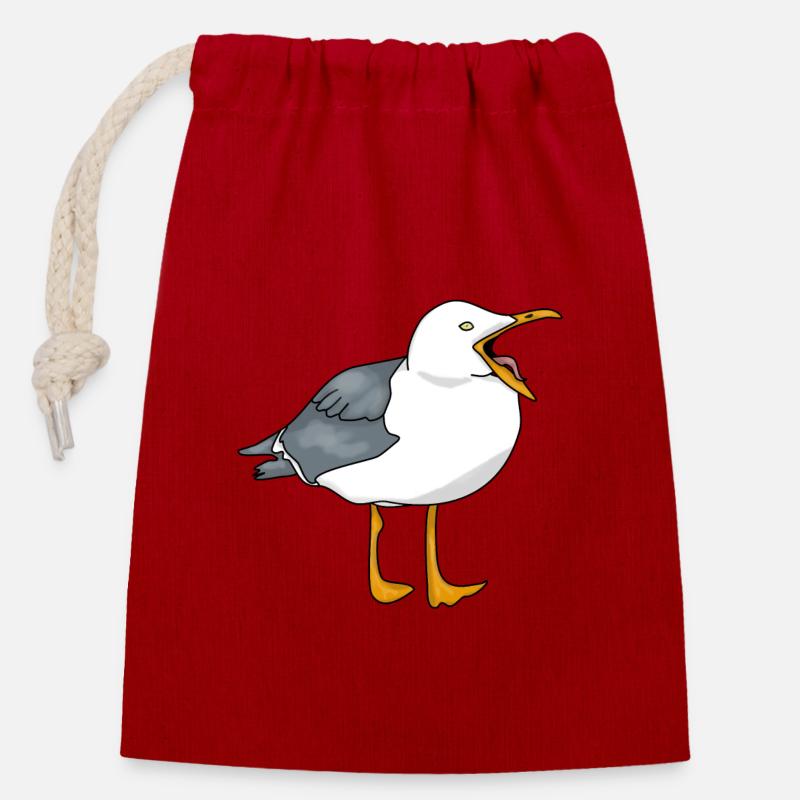 Seagull - Seagull - Closable cotton gift bag (14x20cm) - red