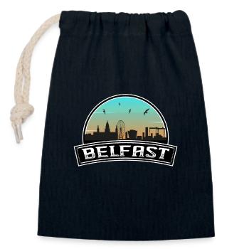 Belfast Northern Ireland Skyline Irish Souvenir - Closable cotton gift bag (14x20cm) - navy - Front